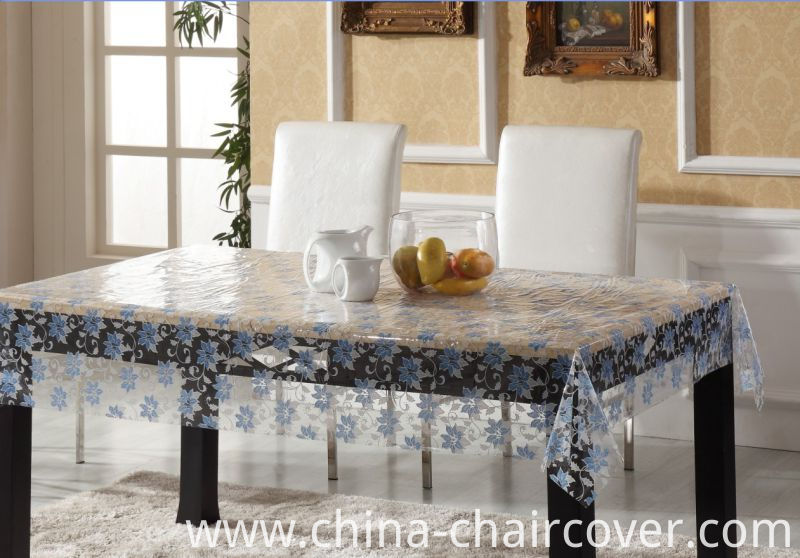 PVC Printed Pattern Vinyl Tablecloth Plastic Transparent
